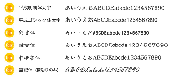 側面彫刻フォント一覧